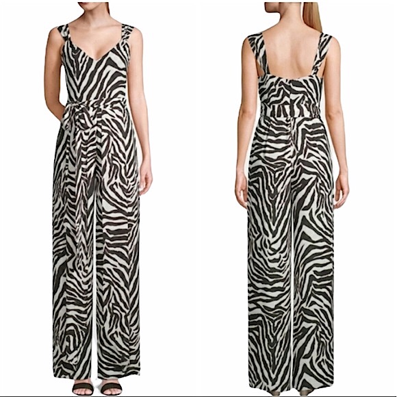 White House Black Market Black & White Zebra Print Jumpsuit